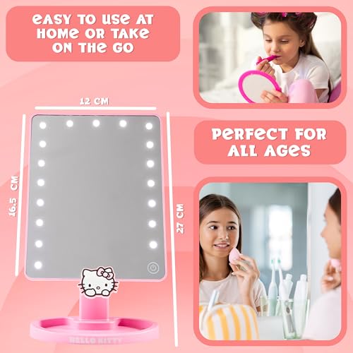 Hello Kitty Sanrio Vanity Mirror for Girls Teens Women with Compact LED Table Mirror Touch Screen Lighting Trinket Tray Girls Make Up Accessories - Image 5