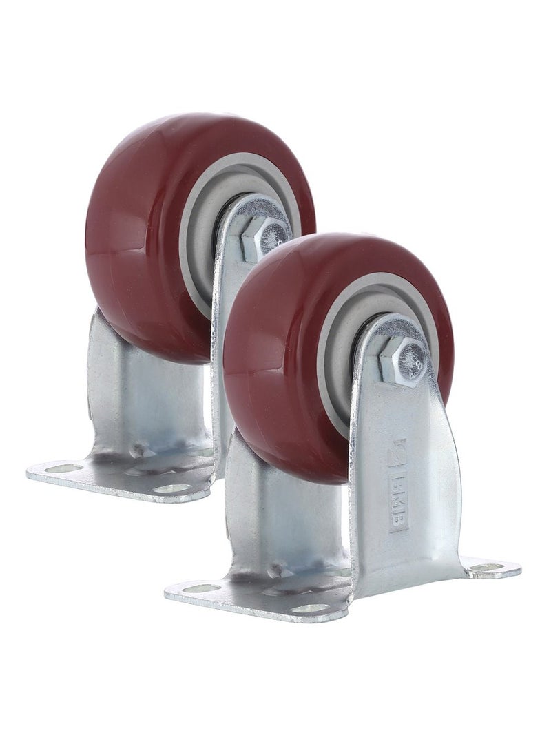 BMB tools - 2-Piece 75mm Red PVC Medium Duty Ball Bearing Caster - Rigid - Plate - Image 1