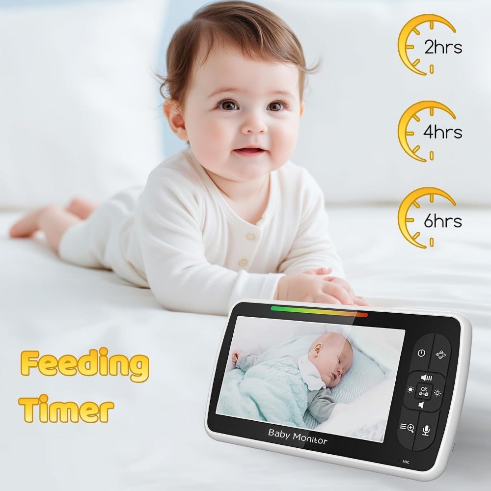 Baby Monitor with Camera and Audio, No WiFi Video Monitor, Temperature Alarm, Two-Way Talk, 12Hr Battery, 1000ft, Long Range Pan-Tilt-Zoom, Night Vision, Lullabies, VOX ECO Mode, Feeding Reminder