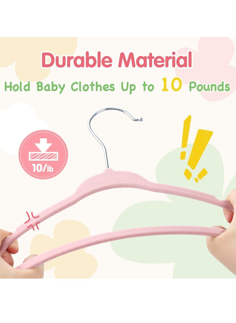 Mmmon - 20 Pcs Velvet Baby Hangers,Baby's Closet Clothes Hangers Non-Slip Closet Baby Clothes Hanger for Infant Toddler Girls Boys(Pink) - Image 1