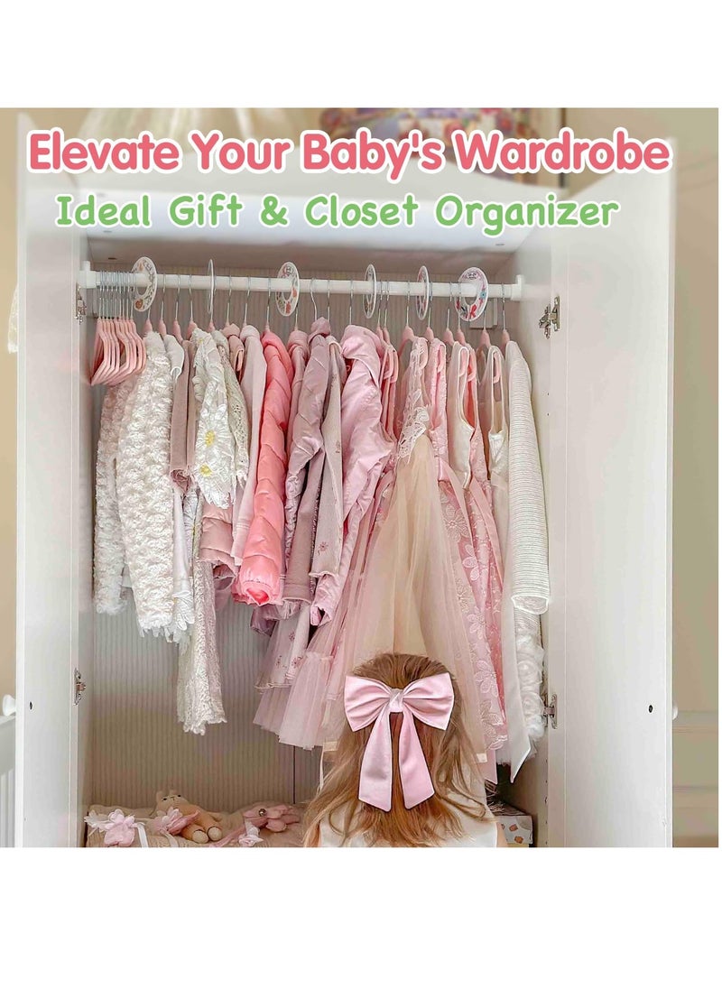 Mmmon - 20 Pcs Velvet Baby Hangers,Baby's Closet Clothes Hangers Non-Slip Closet Baby Clothes Hanger for Infant Toddler Girls Boys(Pink) - Image 1