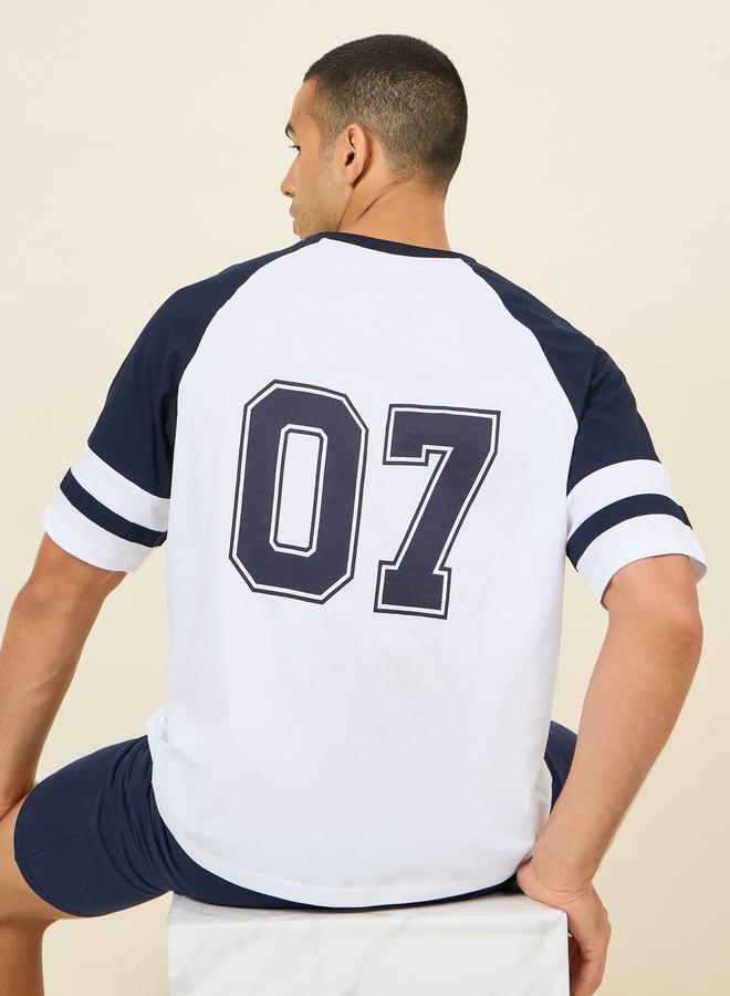 Styli Oversized Back Varsity Print Raglan Sleeves T-Shirt - Image 1