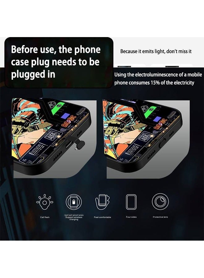 X-level With LED iPhone 15 Pro Case,Colorful Glowing Tempered Glass Back Cover Bumper Shockproof,for Cool Women and Trendy Men,Protective Lens protector Voice Call Flash Wireless Charging Accessory - Image 4