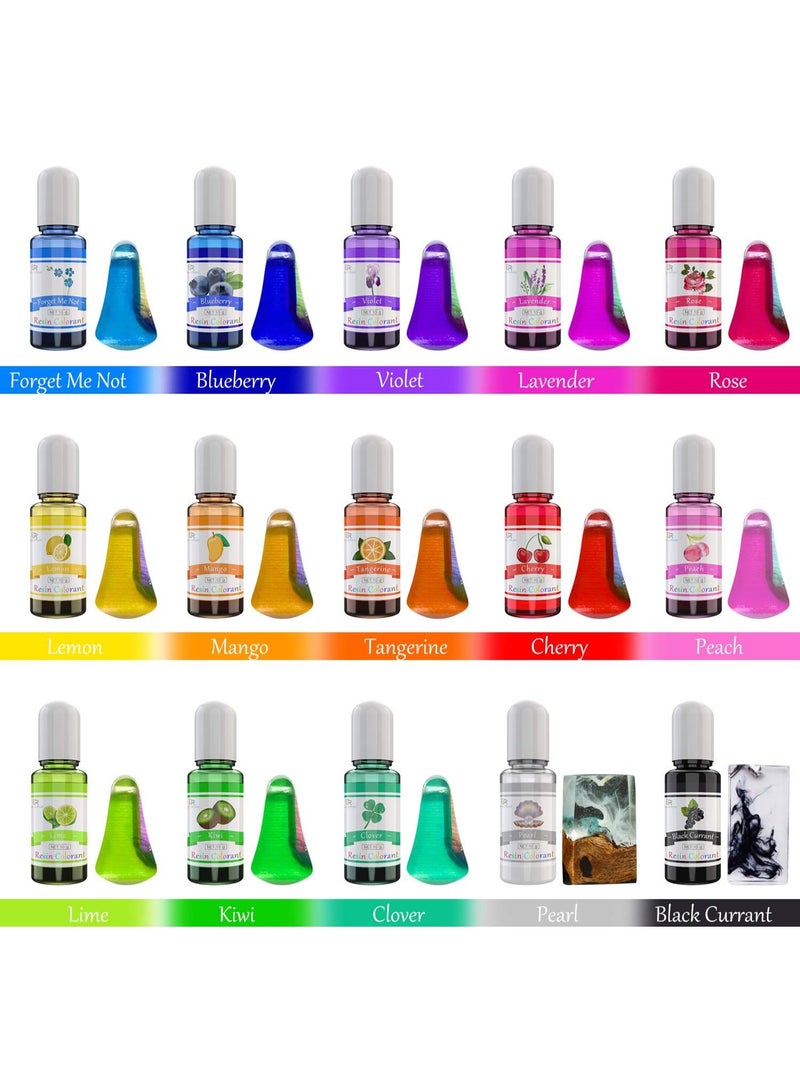DecorRom Epoxy Resin Pigment - 15 Color Liquid Epoxy Resin Dye - Highly Concentrated epoxy Resin Colorant for Resin Color Art, DIY Jewelry Making Supplies - AB Resin Coloring for Paint, Crafts - 10ml Each - Image 3