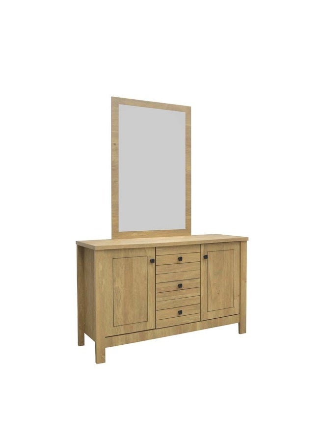 DANUBE HOME Athens 180X200 King Bed 2 Nightstands And Dresser With Mirror Foil Lamited Strong And Sturdy Modern Design Wooden Single Bed Frame Furniture Quiet And Comfortable Beds - Light Oak - Image 5