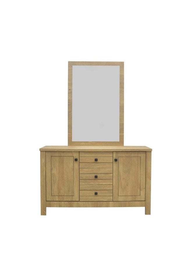 DANUBE HOME سرير كينغ أثينا 180X200 مع 2 طاولات جانبية وخزانة مع مرآة بتصميم حديث قوي ومتين من الخشب - بلون البلوط الفاتح - Image 5
