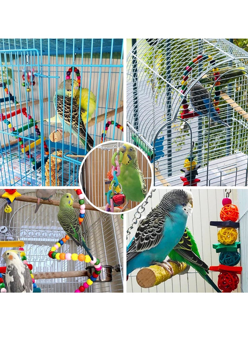general 7Pcs Parrot Toys Bird Cage Accessories Bird Supplies Utensils Stairs Mirror Swing Bells Bird Toys - Image 2