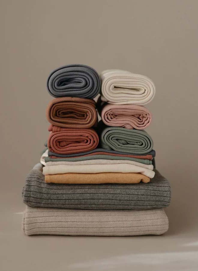 Mushie Knitted Baby Blanket Ribbed Dark Gray Melange - Image 2