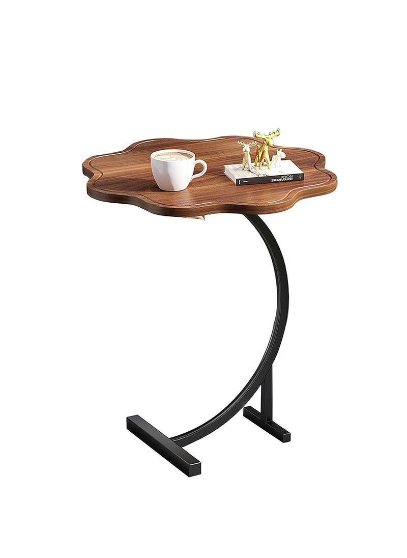 Round C Shaped End Table Snack Side Table Wood-based panel table end edge sofa table modern minimalist sofa coffee laptop coffee table for Living Room Bedroom Office Balcony