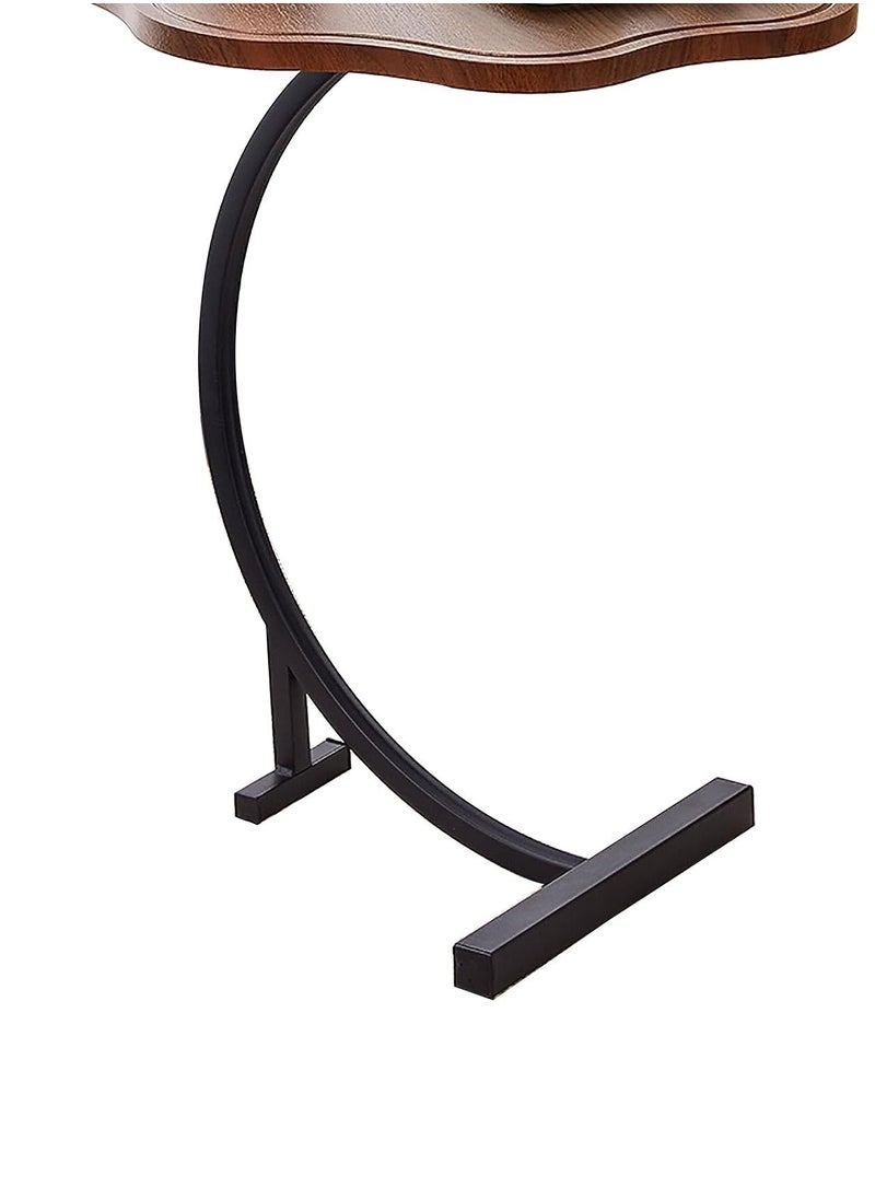 Round C Shaped End Table Snack Side Table Wood-based panel table end edge sofa table modern minimalist sofa coffee laptop coffee table for Living Room Bedroom Office Balcony