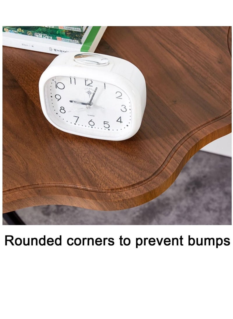 Round C Shaped End Table Snack Side Table Wood-based panel table end edge sofa table modern minimalist sofa coffee laptop coffee table for Living Room Bedroom Office Balcony