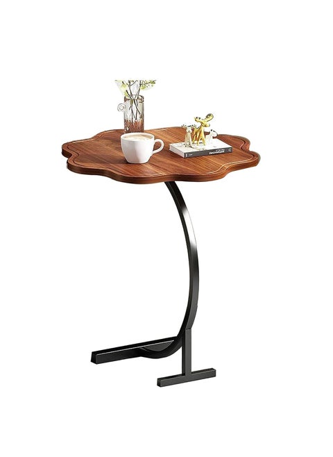 Round C Shaped End Table Snack Side Table Wood-based panel table end edge sofa table modern minimalist sofa coffee laptop coffee table for Living Room Bedroom Office Balcony