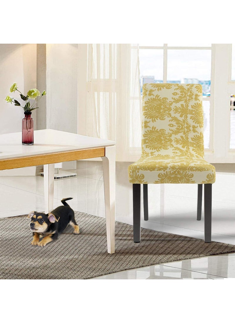 Oligitdi Oligitdi Chair Cover Home Spandex Stretch Slipcovers Chair Seat Covers for Kitchen Dining Room Wedding Banquet Home 4 pcs Golden Leaf  - Image 4