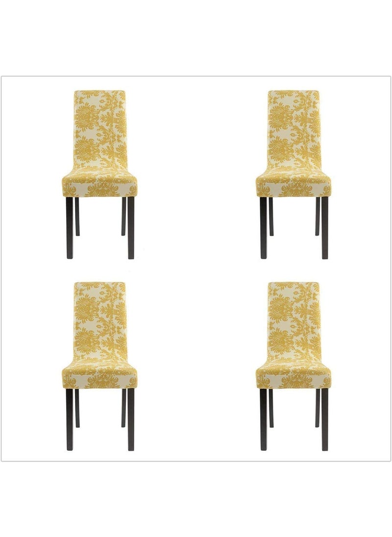 Oligitdi Oligitdi Chair Cover Home Spandex Stretch Slipcovers Chair Seat Covers for Kitchen Dining Room Wedding Banquet Home 4 pcs Golden Leaf  - Image 1