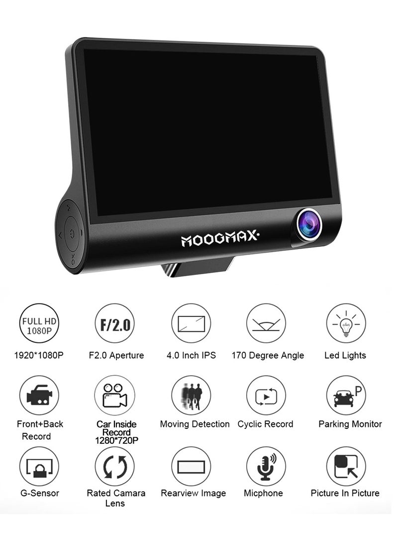 MOOGMAX - MOOGMAX MX-DR006 Full HD 1080P Dash Camera with Night Vision and 24-Hour Parking Monitoring - Image 1