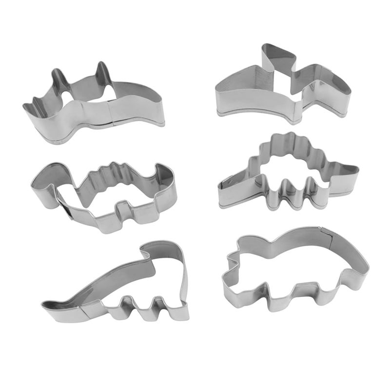 6 Pcs Stainless Steel Dinosaur Cookie Cutter Set For Baking And Cake Decorating - Image 2