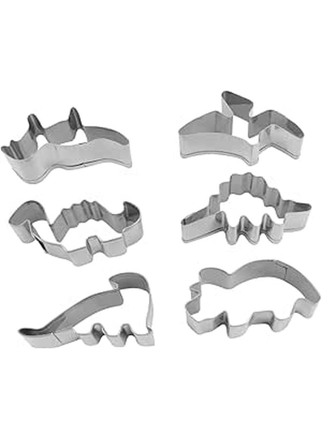 6 Pcs Stainless Steel Dinosaur Cookie Cutter Set For Baking And Cake Decorating - Image 1