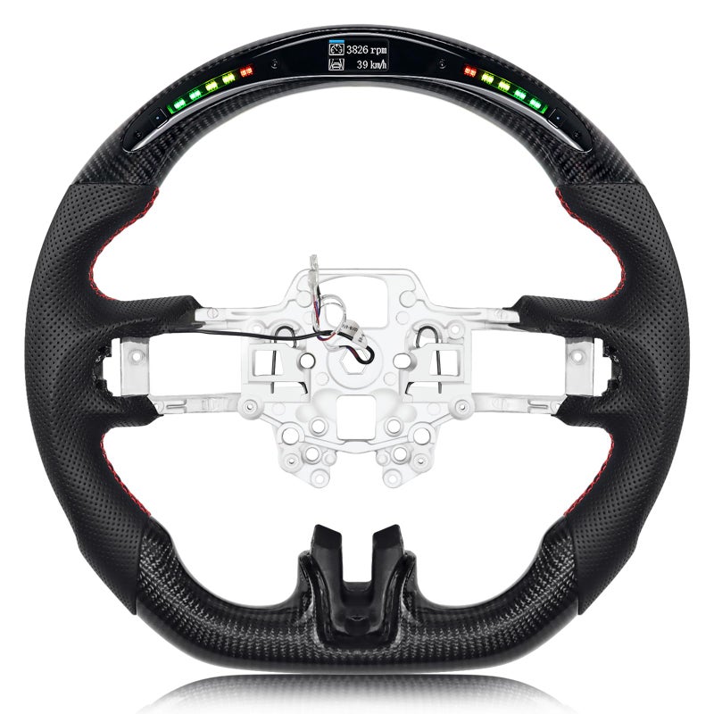 VOONKE Real Carbon Fiber Steering Wheel For Mustang with LED Shift Indicator For Mustang EcoBoostGTShelby GT350GT350R 20182023 with LED Shift Indicator