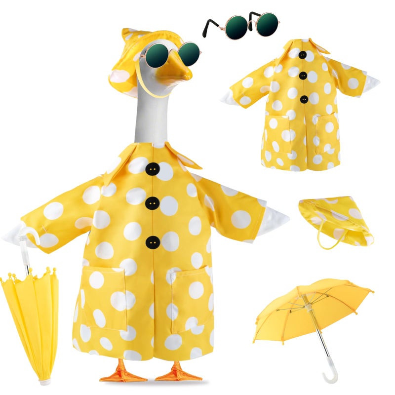 Tazkzzy Porch Goose Outfits Summer With Sunglasses & Umbrella  Polka Dots Goose Outfits For 23"" Cement Plastic Goose Statue Clothes  Garden Lawn Goose Decor And Duck Costume For Yard Statues - Image 1