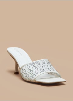 Celeste Women's Monogram Embellished Sandals with Kitten Heels  - Image 2