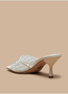 Celeste Women's Monogram Embellished Sandals with Kitten Heels  - Image 3