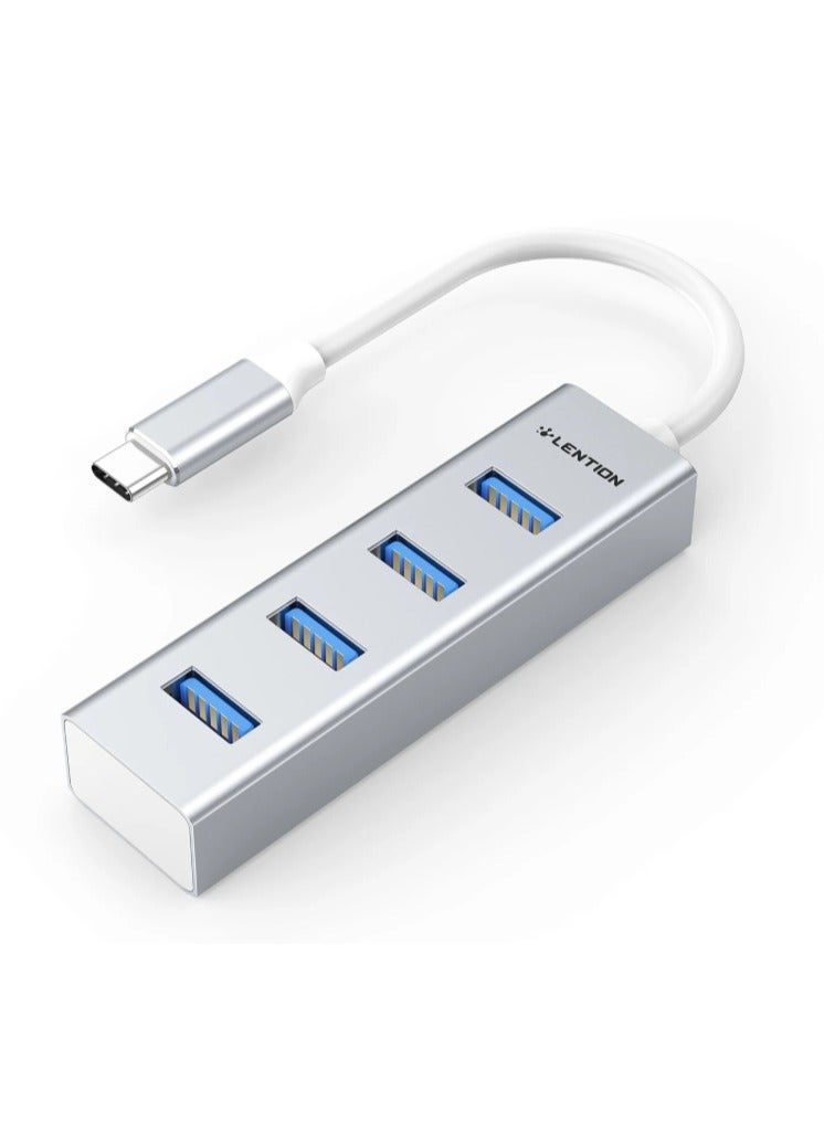 Lention LENTION 4-in-1 USB C Hub, 4 USB 3.0 Ports, USB C to USB A Multiport Adapter for 2023-2016 MacBook Pro, Mac Air & Surface, iPad Pro, Chromebook, More, Stable Driver Certified (CB-C22s, Silver) 