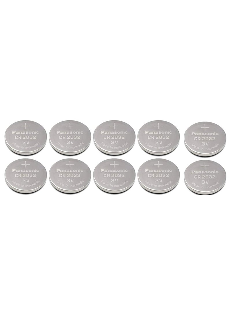 Panasonic 10-Pieces Panasonic CR2032 Lithium 3V Indonesia Batteries