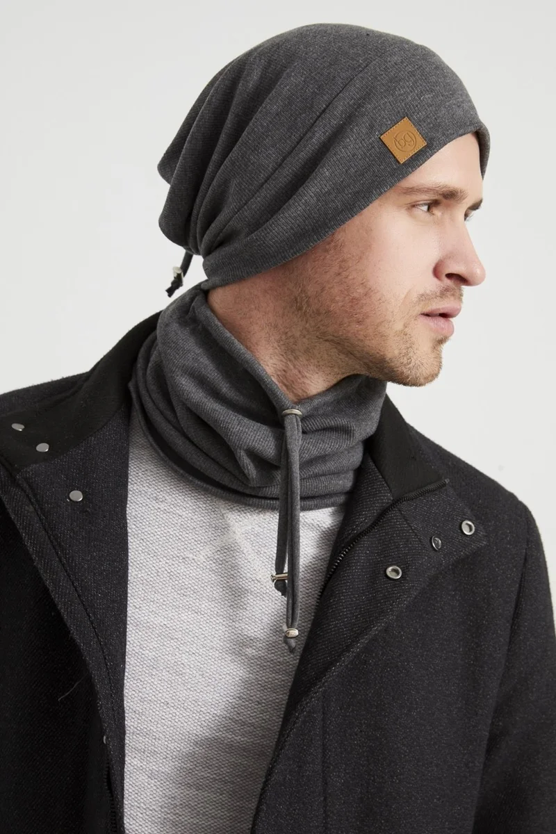 Butikgiz Smoked Men's Young Businessman Smoked Rope Hat Beret Neck Collar Suit Sports Comfortable Cotton Camisole