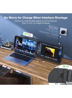 V2COM V2COM Portable Laptop Screen Extender-S1 Slim 14" IPS FHD 1080P Extended Portable Monitor for Laptop,TYPE-C Travel Laptop Monitor Extender with Kickstand,Plug and Play with Wins/Mac/Linux/Chrome/PS5  - Image 3