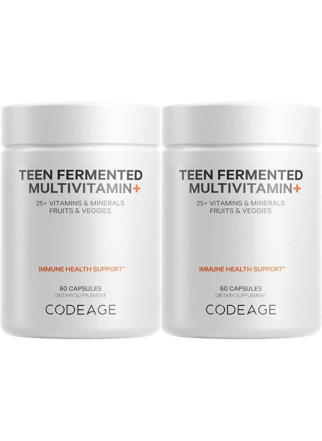 Codeage Teen’S Daily Multivitamin Supplement, 25+ Vitamins & Minerals For Teenage Boys & Girls, Organic Whole Foods Vitamins For Teenagers, Vitamin A, B Vitamins, Vitamin C, D, E, K, Omega-3, 2 Pack  - Image 1