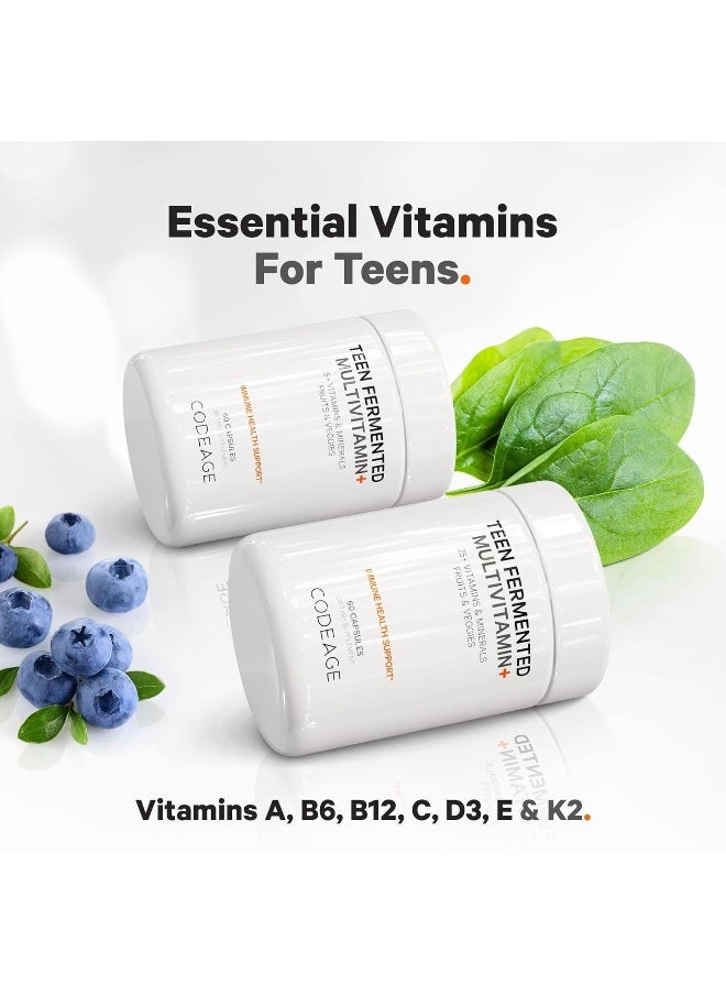 Codeage Teen’S Daily Multivitamin Supplement, 25+ Vitamins & Minerals For Teenage Boys & Girls, Organic Whole Foods Vitamins For Teenagers, Vitamin A, B Vitamins, Vitamin C, D, E, K, Omega-3, 2 Pack  - Image 4