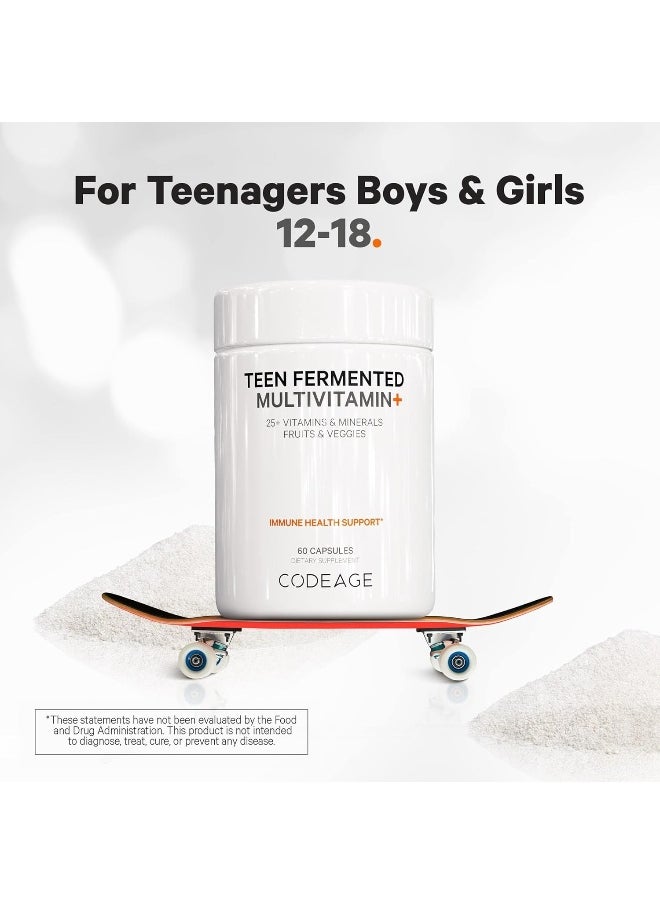Codeage Teen’S Daily Multivitamin Supplement, 25+ Vitamins & Minerals For Teenage Boys & Girls, Organic Whole Foods Vitamins For Teenagers, Vitamin A, B Vitamins, Vitamin C, D, E, K, Omega-3, 2 Pack  - Image 5