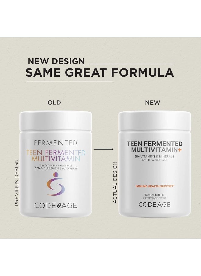 Codeage Teen’S Daily Multivitamin Supplement, 25+ Vitamins & Minerals For Teenage Boys & Girls, Organic Whole Foods Vitamins For Teenagers, Vitamin A, B Vitamins, Vitamin C, D, E, K, Omega-3, 2 Pack  - Image 3