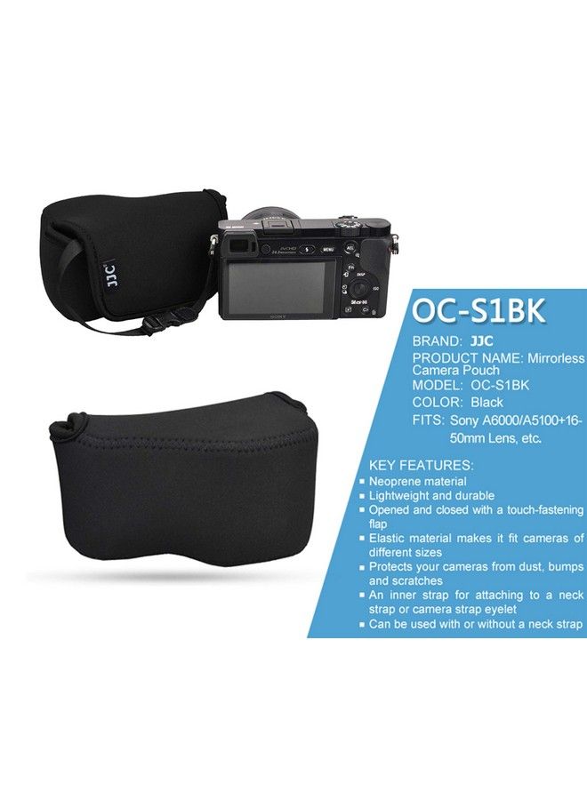 Fotasy Jjc Black Ultra Light Neoprene Camera Case Pouch Bag For Sony Alpha A6600 A6500 A6400 A6300 A6100 A6000 A5100 With Sony Selp1650 1650Mm Zoom Pancake Lens Size 120 X 73 X 87Mm (W X H X D)  - Image 4