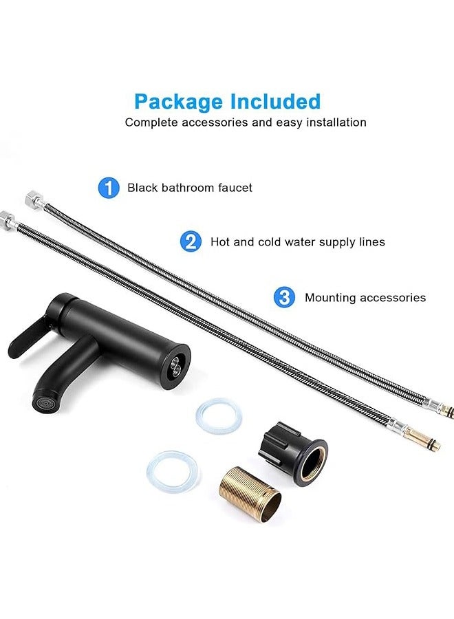 Arabest Wash Basin Mixer Faucet,Bathroom Basin Faucet,Water Mixer Kitchen Hot and Cold Water, Single Tap for Sink, Bathroom Sink Faucets with Included Hoses (Short)  - Image 4