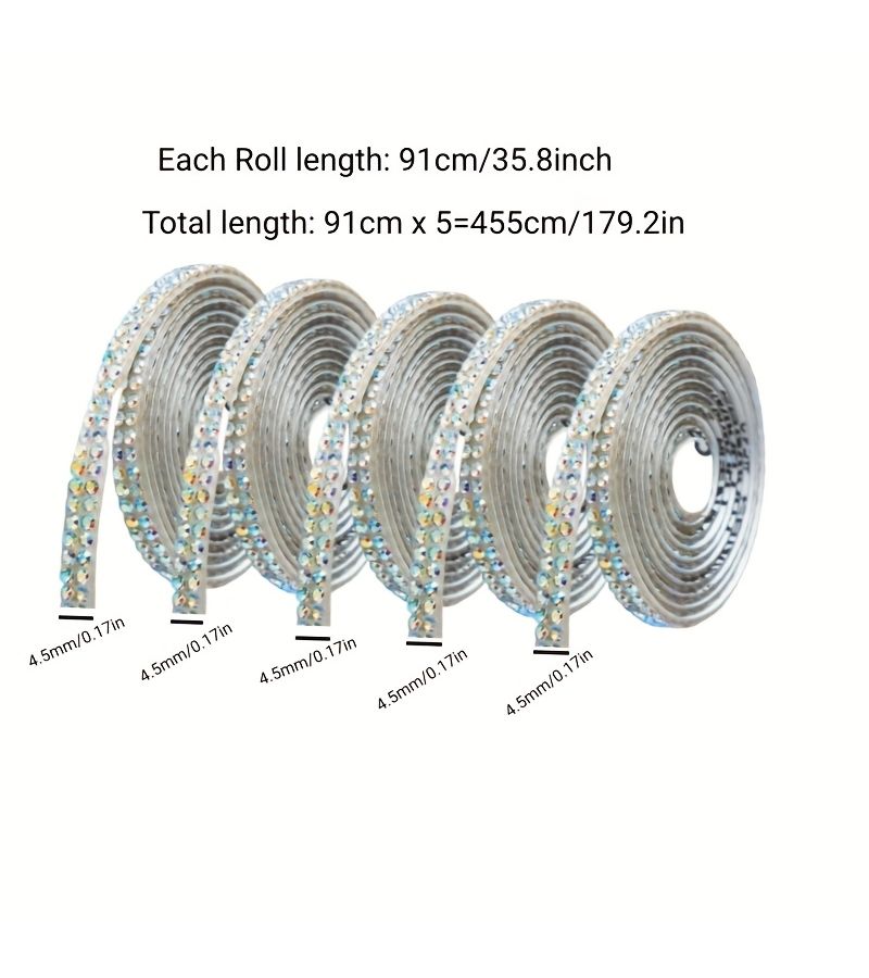 Blue Self-Adhesive Crystal Diamond Strips 35.83inch DIY Car Interior Decoration - Image 2