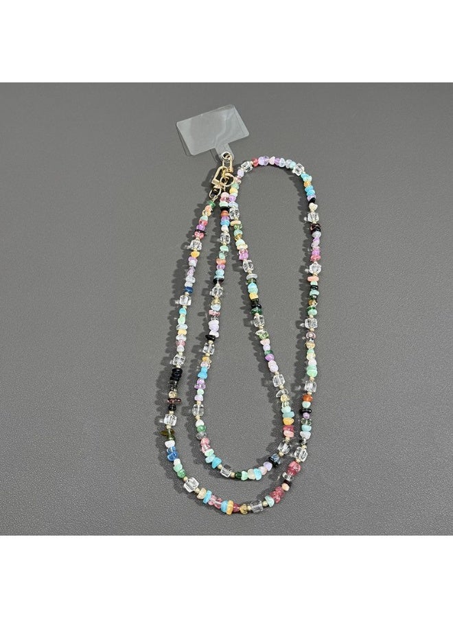 NIBEMINENT Phone Charm/ Chain Strap for Women Girls, Colored Pearl Cell Phone Case Lanyard Wrist Strap