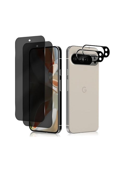 Privacy Screen Protector + Camera Lens Protector for Google Pixel 9 Pro XL, [2 + 2 Pieces] 9H Anti-Spy Hardness Tempered Glass Privacy for Google Pixel 9 Pro XL