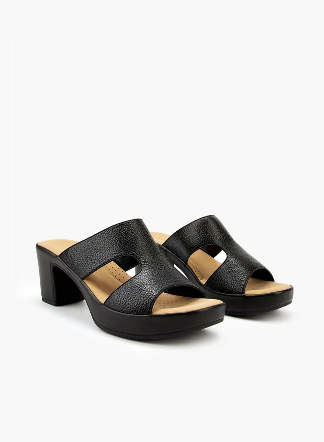 Solid Slip-On Sandals with Block Heels