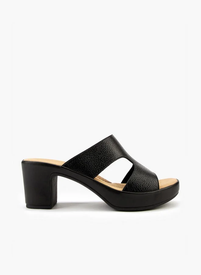 Solid Slip-On Sandals with Block Heels