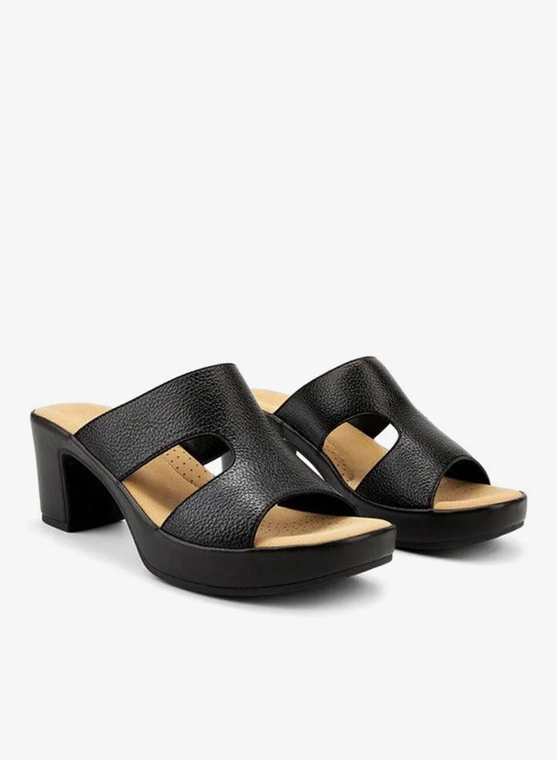 Solid Slip-On Sandals with Block Heels