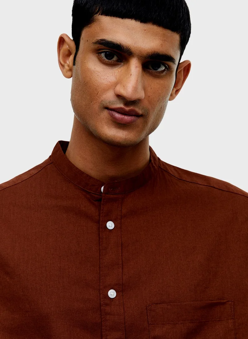 H&M Grandad Collar Regular Fit Shirt