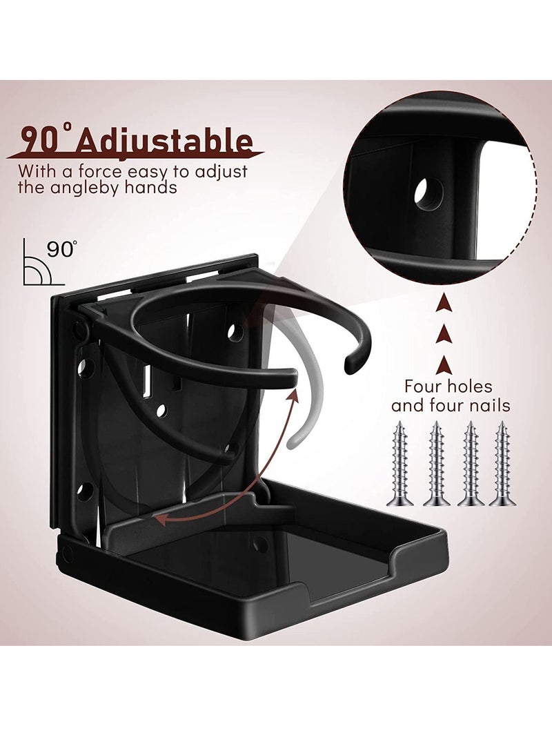 Excefore Boat Cup Holder, Drink Holder Folding Can Hold Mugs, Make Great Extra Cupholders for Cars, Trucks, RVs, Vans, Boats and Much More, Black - Image 2