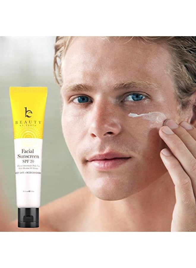 Beauty by Earth - Face Sunscreen Spf 20 - Mineral Sunscreen Face, Reef Friendly Sunscreen With Natural & Organic Ingredients, Biodegradable Sunscreen, Zinc Oxide Sunscreen For Daily Use, Facial Sunscreen Travel Size - Image 1
