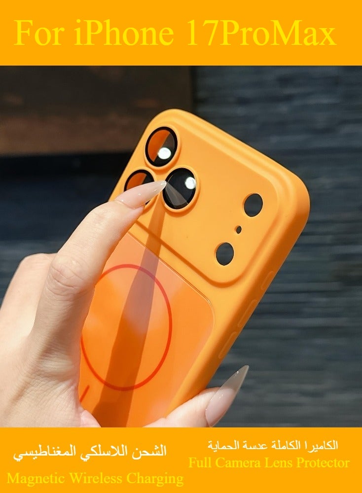 Dili Apple Orange iPhone Case iPhone 17 Pro Max Luxury Upgrade  Magnetic Wireless Charging Phone Case Compatible iPhone Case Large Window Full Camera Lens Protection Shockproof Border Cover Gift for Woman and Man - Image 4