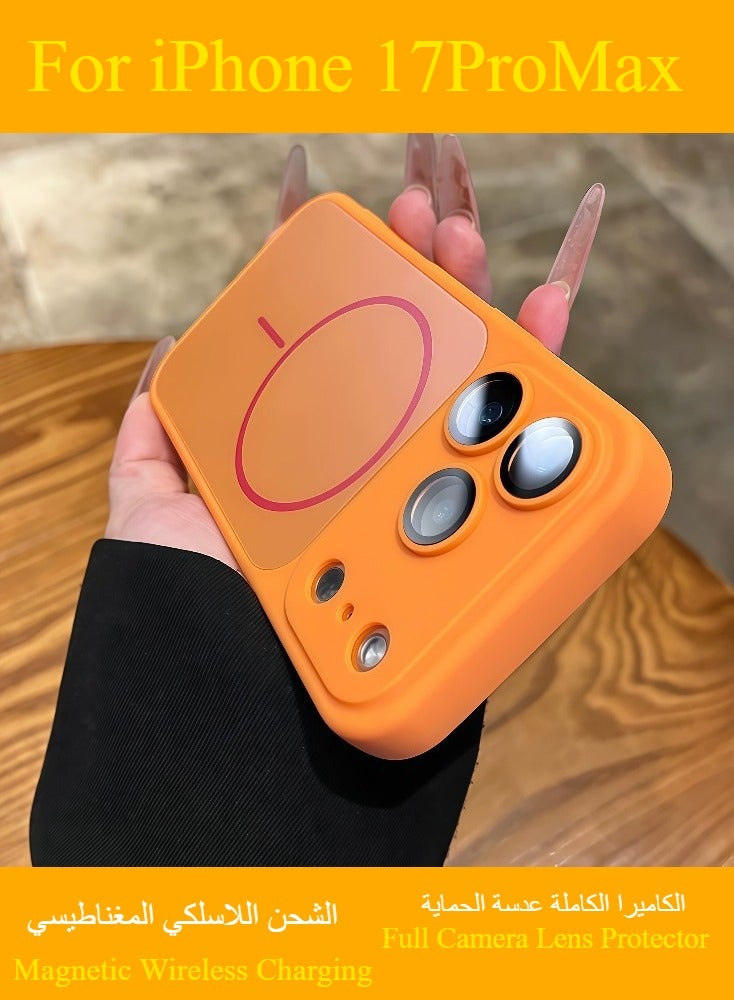 Dili Apple Orange iPhone Case iPhone 17 Pro Max Luxury Upgrade  Magnetic Wireless Charging Phone Case Compatible iPhone Case Large Window Full Camera Lens Protection Shockproof Border Cover Gift for Woman and Man - Image 2