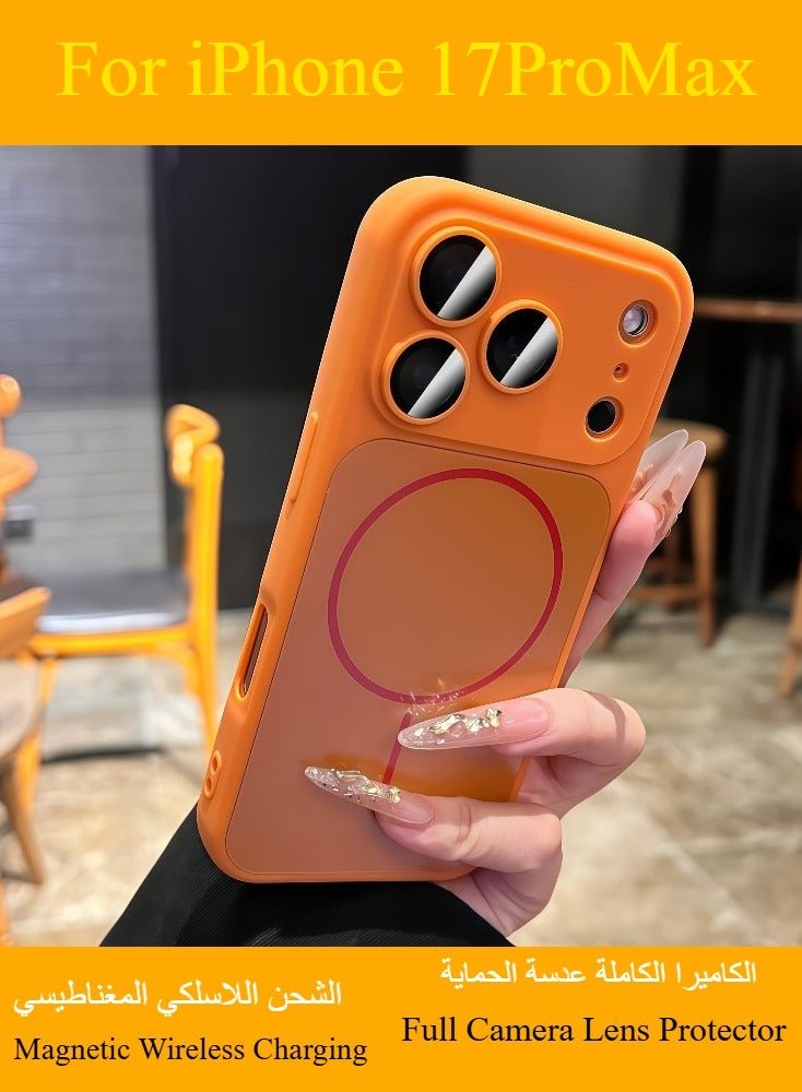 Dili Apple Orange iPhone Case iPhone 17 Pro Max Luxury Upgrade  Magnetic Wireless Charging Phone Case Compatible iPhone Case Large Window Full Camera Lens Protection Shockproof Border Cover Gift for Woman and Man - Image 1