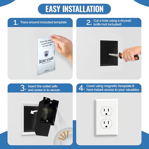Secret Stash Wall Outlet Safe and Electrical Outlet Hidden Wall Safe, Hide in Plain Sight Key Money Jewelry Storage Cash Holder Safe Box (1) - Image 4