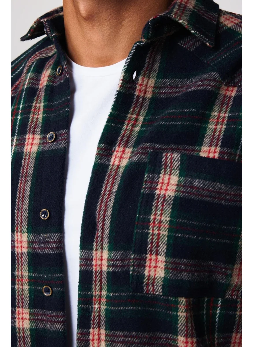 Tudors Slim Fit Slim Fit Single Pocket Checked Lumberjack Winter Men's Shirt