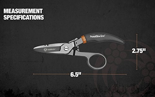 Southwire - ESP-1 Tools & Equipment ESP1 Electrician Scissors DataComm Snips; Durable Serrated Blade; Built in Notches; Precise Control; Textured Grip Handle for Added Comfort; Nickle Finished Plate - Image 4